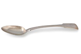 A SILVER GEORGE IV BASTING FIDDLE PATTERN SPOON, London 1824 J Hayer, with W initials engraved,