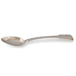 A SILVER GEORGE IV BASTING FIDDLE PATTERN SPOON, London 1824 J Hayer, with W initials engraved,