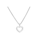 A DIAMOND SET PENDANT, the heart shaped diamond mounted in 18ct white gold, to a 14ct white gold