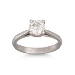 A DIAMOND SOLITAIRE RING, the round brilliant cut diamond mounted in platinum, stamped .950.