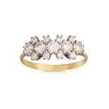 A DIAMOND CLUSTER RING, set with brilliant cut diamonds, mounted in 18ct yellow gold. Estimated: