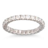 A DIAMOND FULL BANDED ETERNITY RING, mounted in 18ct white gold. Estimated: weight of diamonds: 1.10