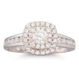 A DIAMOND CLUSTER RING, the round brilliant cut diamond to a two rowed brilliant cut diamond