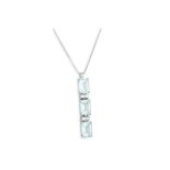 AN AQUAMARINE AND DIAMOND PENDANT, the rectangular aquamarines set between diamonds, in 18ct white