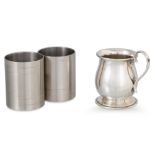 A MODERN SILVER SPIRIT MEASURE, Birmingham 1977 and two pewter 1/4 gill spirit measures, and a