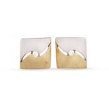 A PAIR OF DIAMOND STUD EARRINGS, mounted in 9ct two tone colour gold, 1.8 g. each