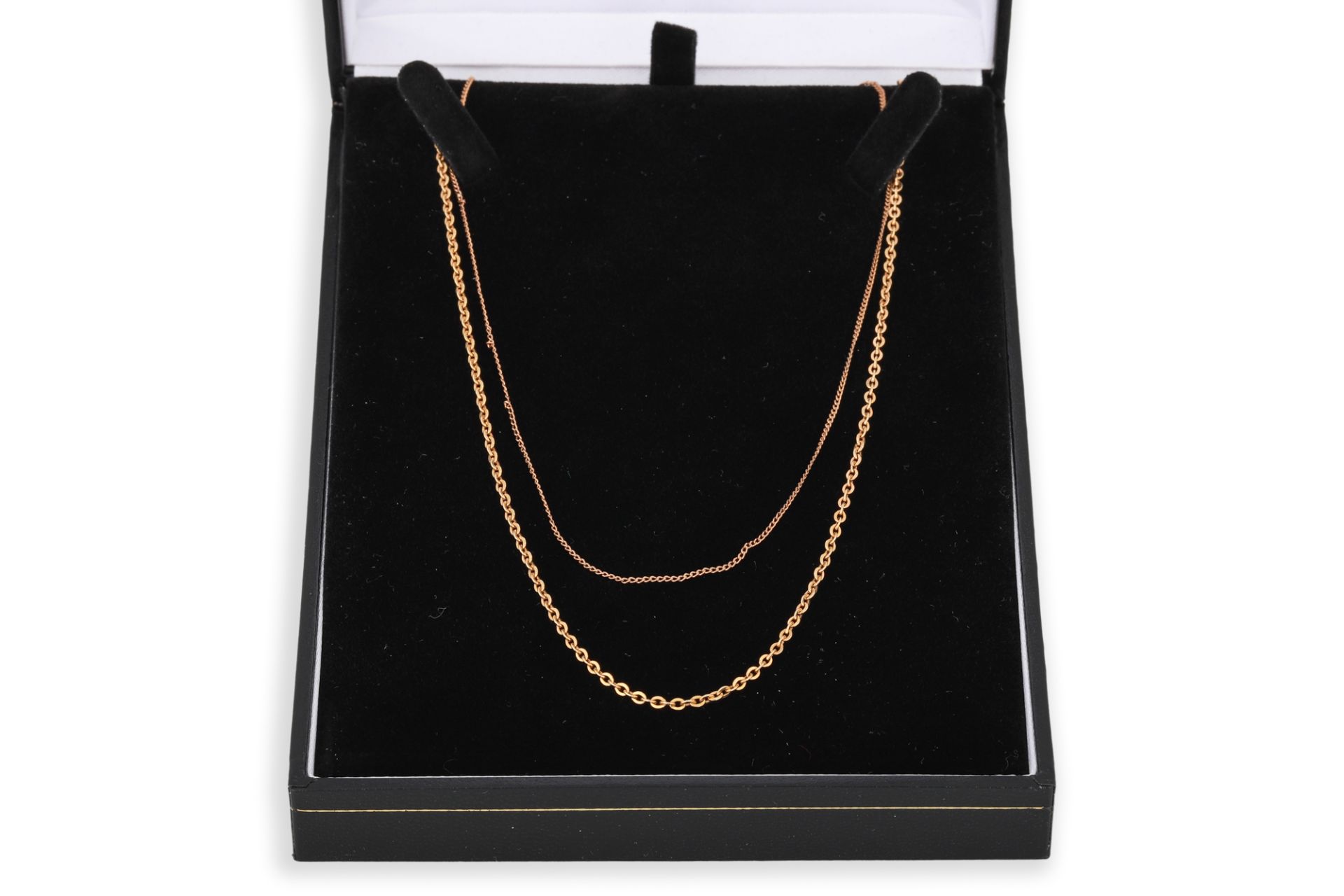 TWO 9CT GOLD TRACE CHAINS, 4.7 g.