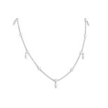 A DIAMOND SET CHAIN, the collet set diamond linked by 18ct white chain, suspending further diamonds.