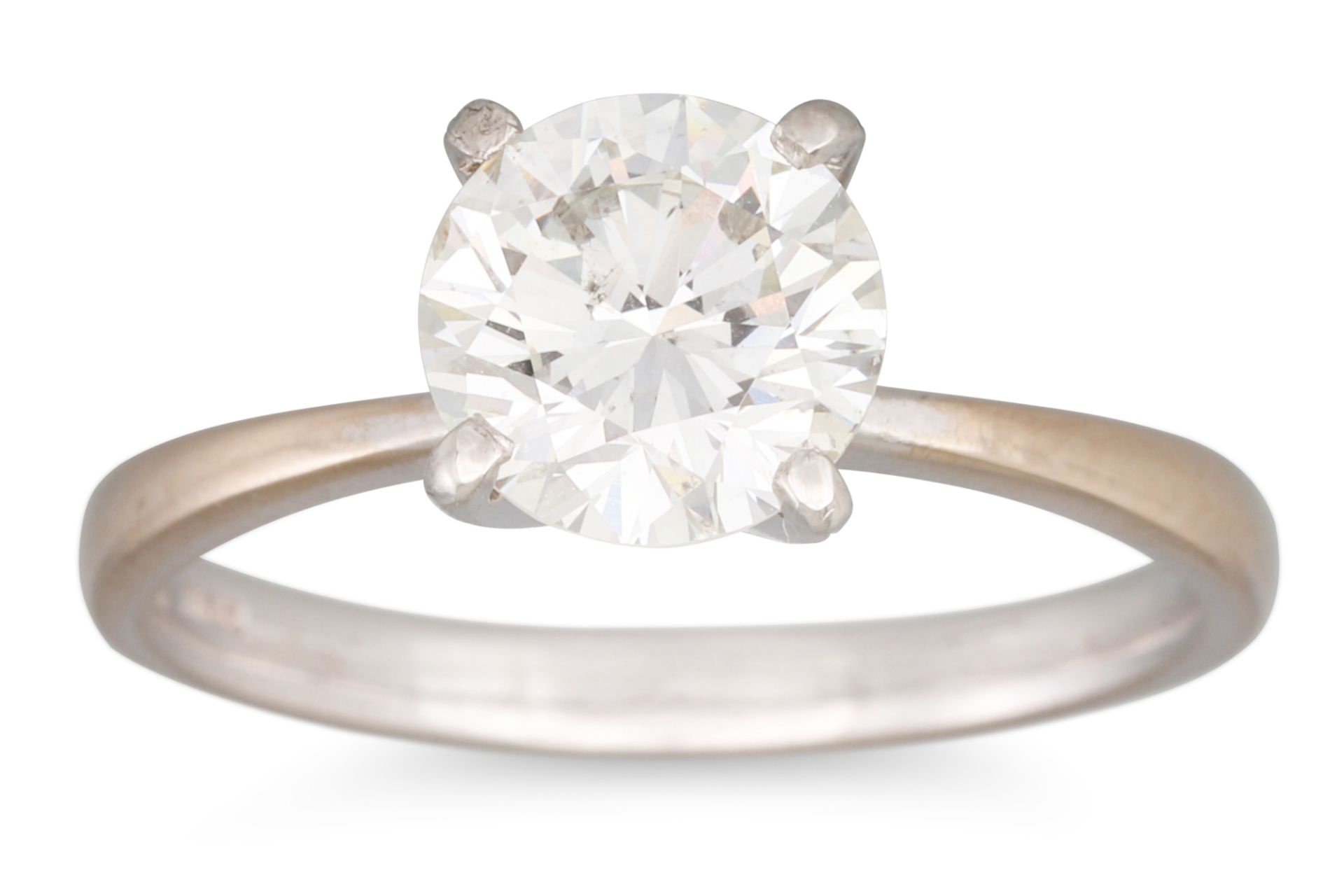 A DIAMOND SOLITAIRE RING, the brilliant cut diamond mounted in 18ct white gold. Together with an IGI