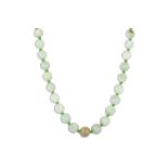A JADE NECKLACE, beaded and knotted
