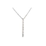 A DIAMOND SET PENDANT, set with a line of eight emerald cut diamonds interspersed with seven