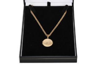 A 9CT GOLD LOCKET AND FANCY LINK NECK CHAIN, 18.9 g.