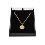 A 9CT GOLD LOCKET AND FANCY LINK NECK CHAIN, 18.9 g.