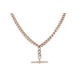 A 9CT GOLD CURB LINK GOLD NECKLACE, with T-bar & two lobster clasps, 48 g. 21"