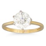 A DIAMOND SOLITAIRE RING, the brilliant cut diamond mounted in 18ct yellow gold. Estimated: weight