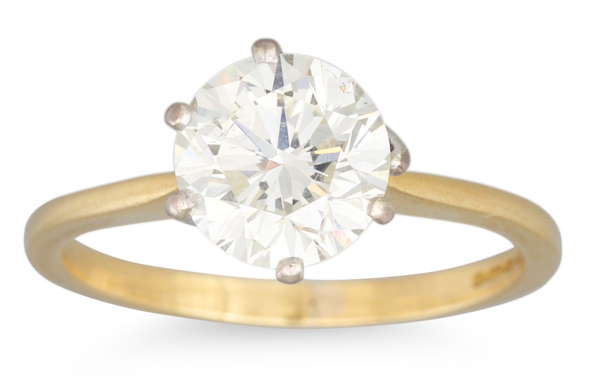 A DIAMOND SOLITAIRE RING, the brilliant cut diamond mounted in 18ct yellow gold. Estimated: weight