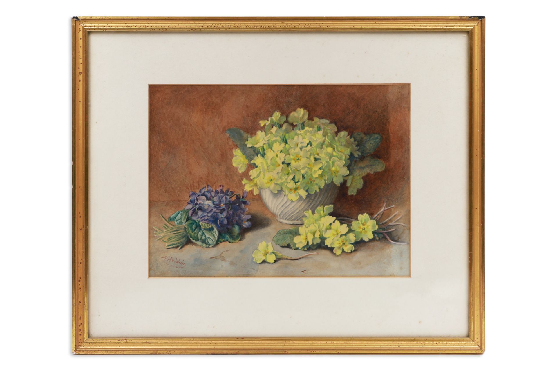 A.HOLDING, (English 1880-1940) (untitled) still life (pair) water colours, ca 12.5 × 11.5” ( - Bild 2 aus 7