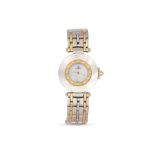 A LADY'S JAEGER- LE COULTRE STAINLESS STEEL BI-METAL RENDEZ - VOUS WRIST WATCH, mother-of-pearl