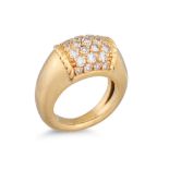 A VAN CLEEF & ARPELS DIAMOND SET PHILIPPINE RING, pavé set in 18ct yellow gold, stamped VCA,