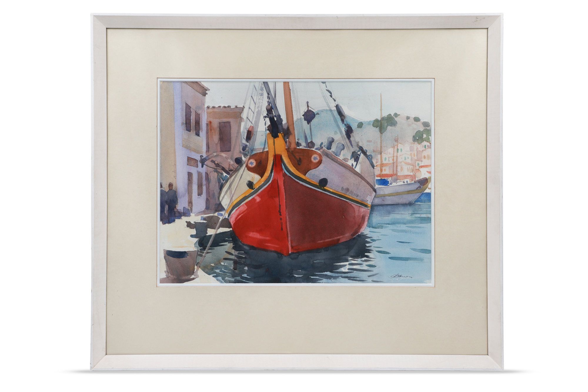 GERALD BRUEN RHA, (Irl 1908 - 2004) "The Red Caique" water colour, ca 23.25 x 20", artist label - Image 2 of 2