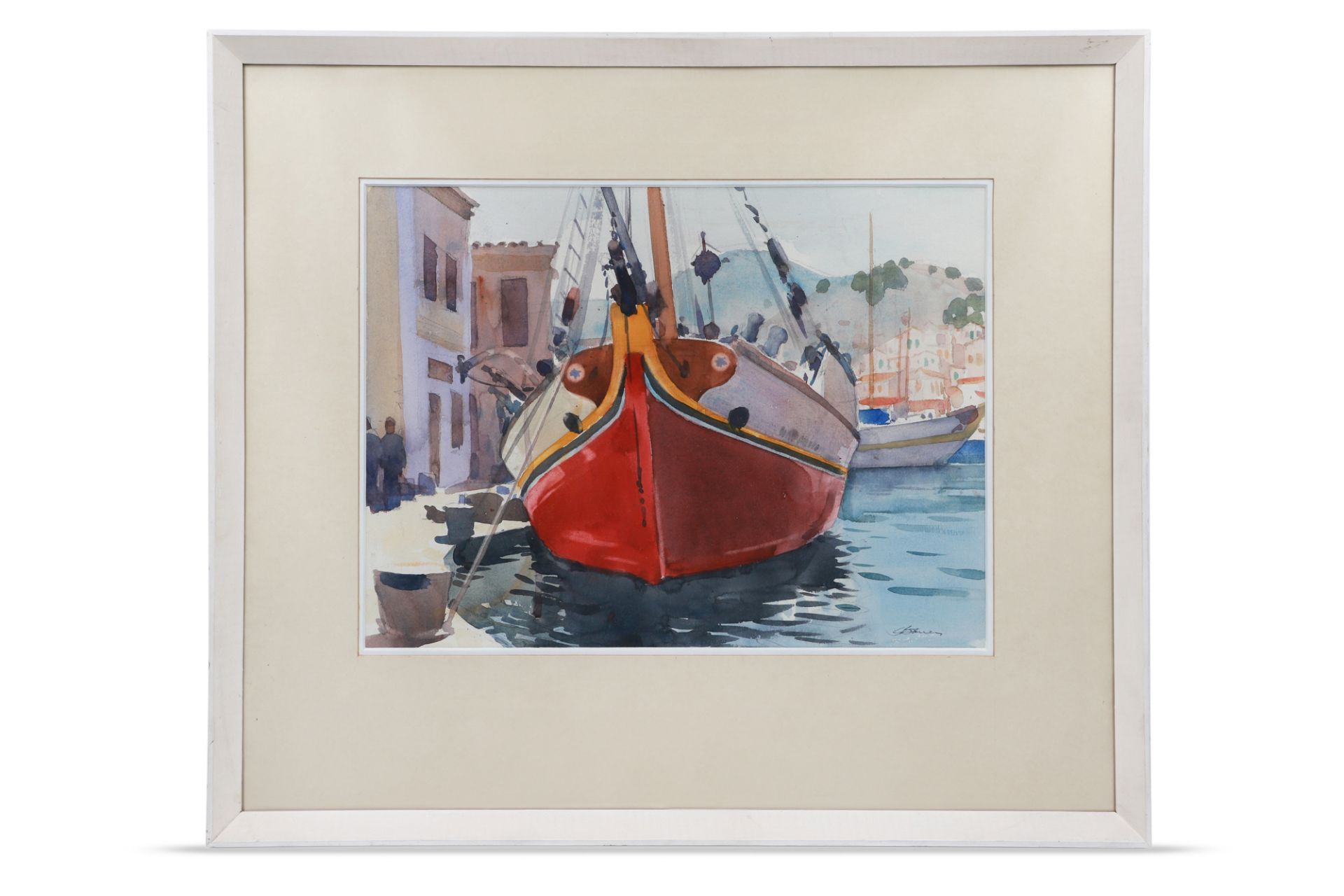 GERALD BRUEN RHA, (Irl 1908 - 2004) "The Red Caique" water colour, ca 23.25 x 20", artist label - Bild 2 aus 2