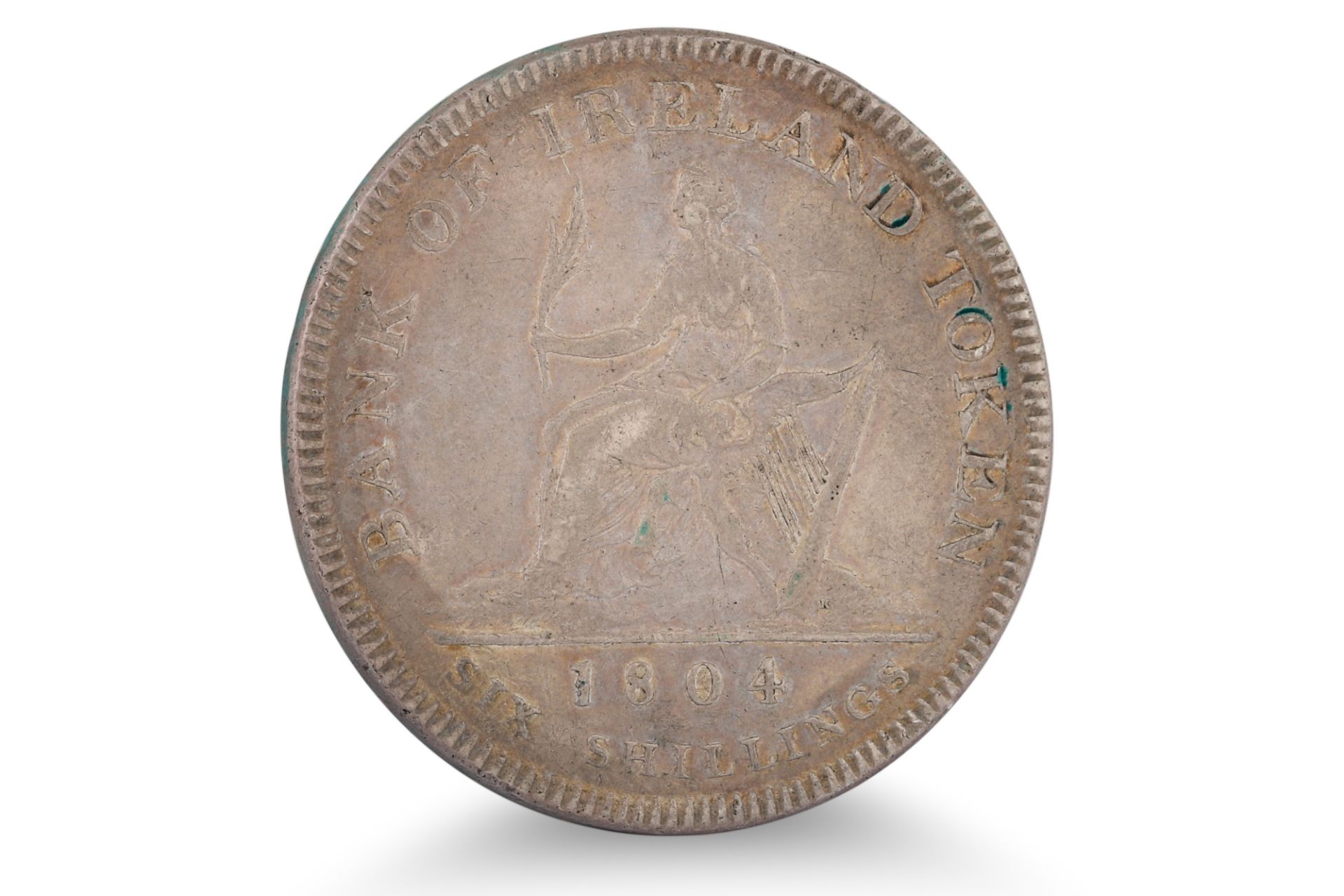 A GEORGE III IRISH SILVER BANK OF IRELAND SIX SHILLINGS COIN, (token) 1804 - Image 2 of 2
