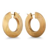 A PAIR OF HOOP EARRINGS, in 9ct gold, 10.4 g.