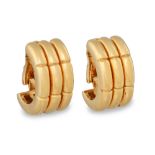 A PAIR OF BULGARI 18CT YELLOW GOLD EARRINGS, ribbed design, stamped, serial # 197OAL, clip on