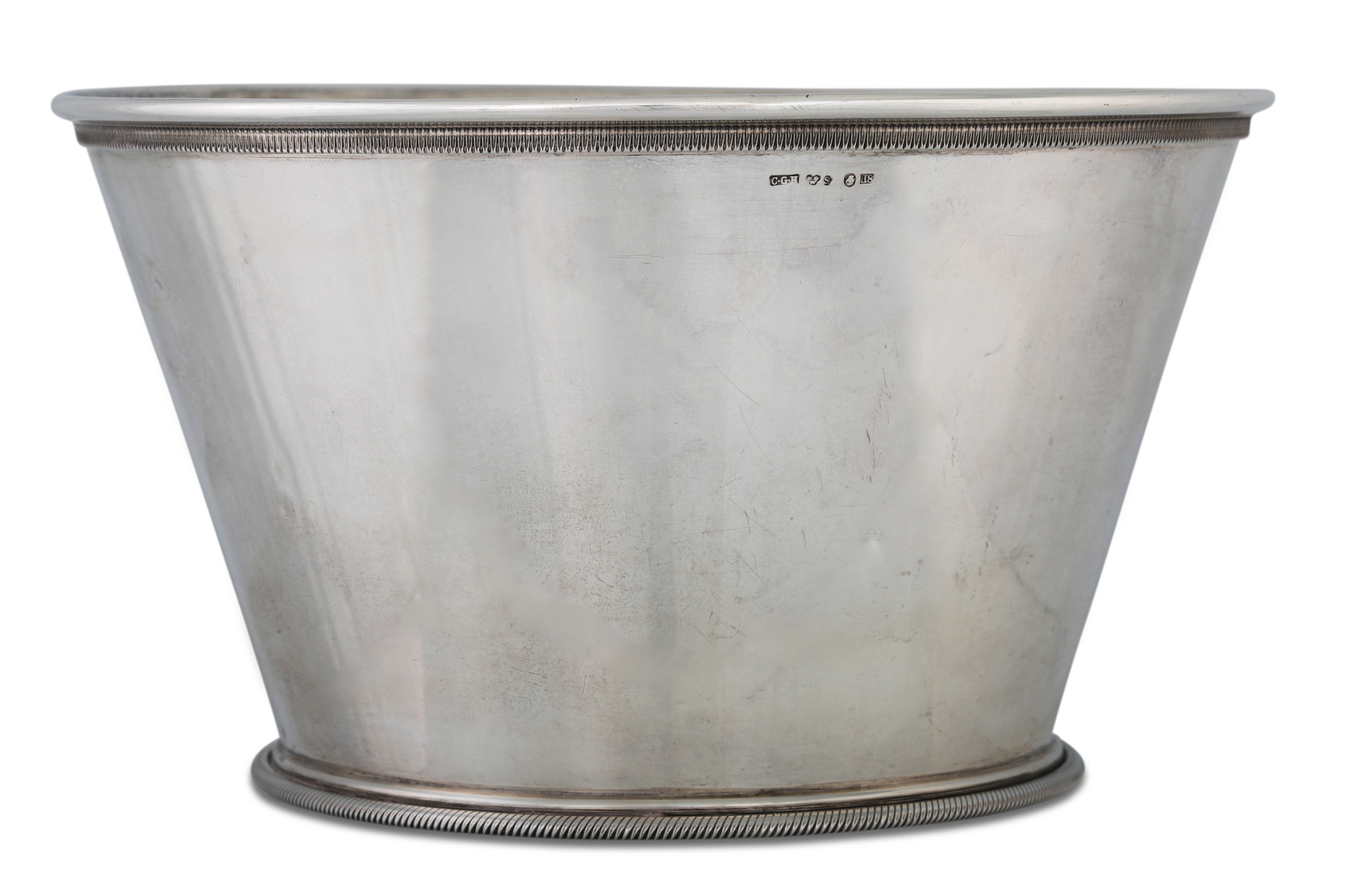 A PRE-WAR SWEDISH SILVER BOWL 1934, (.800)shaped plain with applied egg and dart border, ca 6.5"