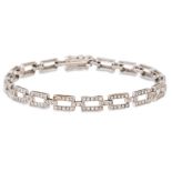 A DIAMOND BRACELET, with rectangular box shaped links in 18ct white gold. Estimated: weight of