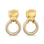 A PAIR OF 18CT GOLD ITALIAN EARRINGS, depicting panther's heads, 31 g.