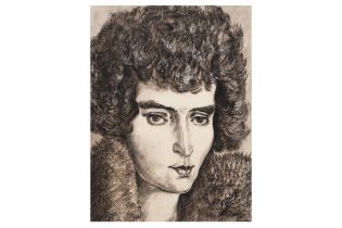 HARRY KERNOFF R.H.A. (Irl 1900 - 1974) "Portrait of Ms. Walsh - 1929" charcoal heightened in white