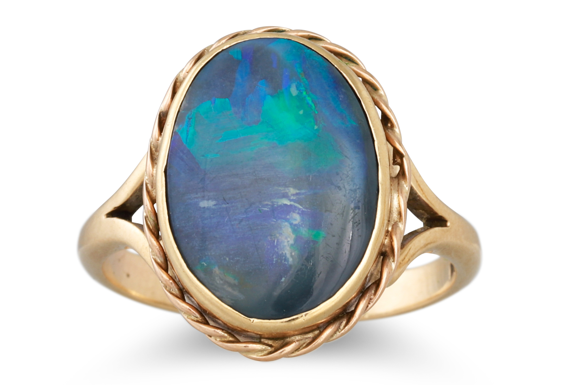 A 9CT GOLD CAMEO RING, together with an opal ring in 9ct gold. Size: K-L and N - Image 3 of 3