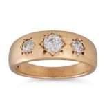 AN ANTIQUE VICTORIAN DIAMOND SET RING, the old cut diamonds inset in 18ct yellow gold, by Edmond