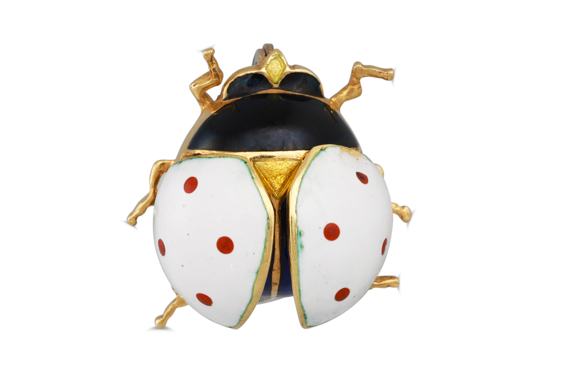 A NOVELTY BROOCH, modelled as a ladybird, enamel decoration, gold body