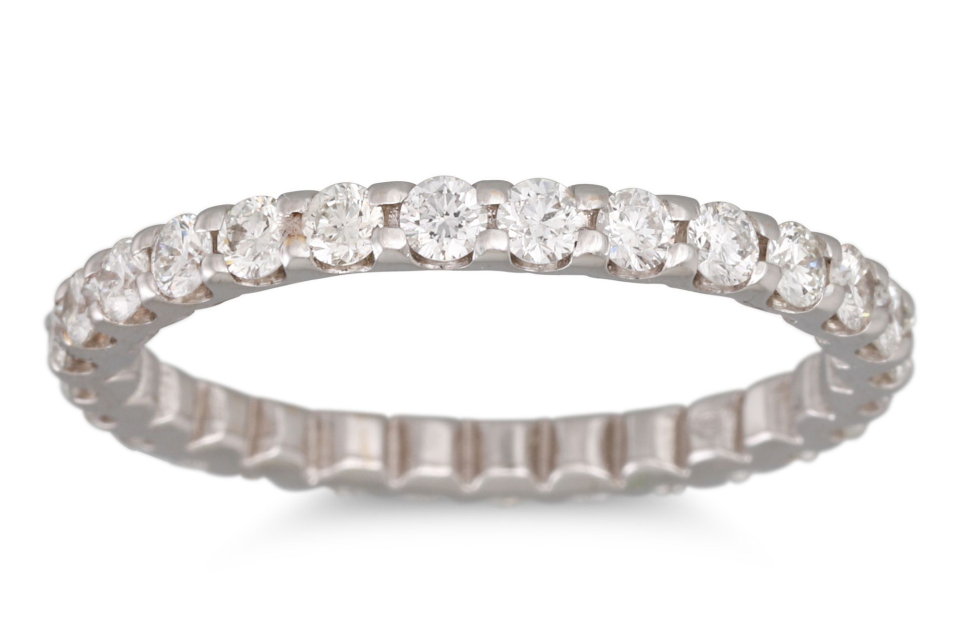 A DIAMOND FULL ETERNITY RING, the brilliant cut diamonds mounted in 18ct white gold. Estimated: