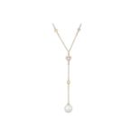 A DIAMOND AND SOUTH SEA PEARL PENDANT, on an 18ct yellow gold chain to diamond heart shaped