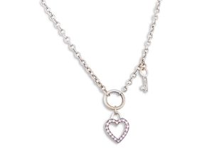 A 9CT WHITE GOLD NECKLACE, 5.7 g.