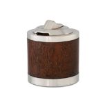 A VINTAGE SILVER AND WOOD TABLE LIGHTER, by Colibri, Birmingham 1969