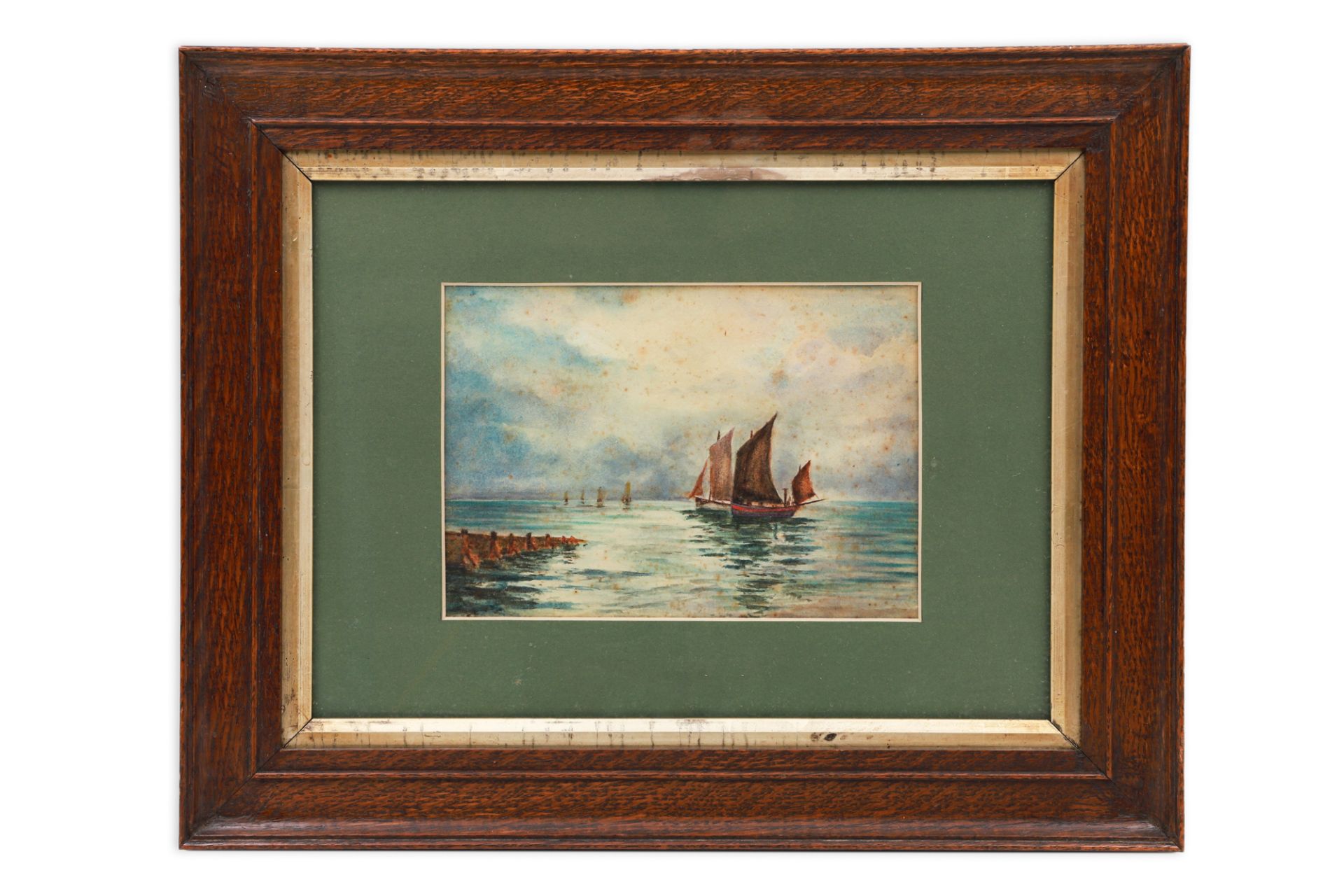 EDWARDIAN MARITIME SCHOOL, ca 1900, untitled, shipping off the coast, water colour, ca 7 × 5” (a - Bild 4 aus 5