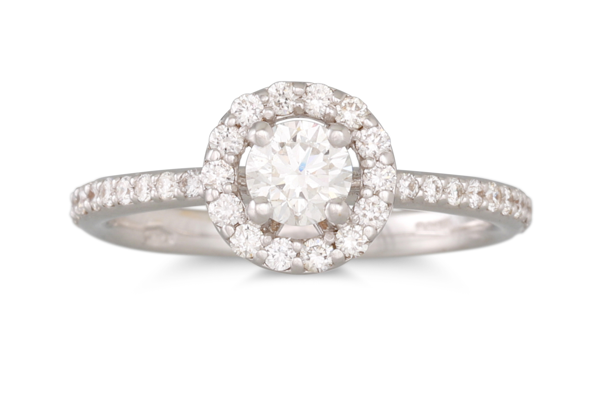 A DIAMOND CLUSTER RING, the brilliant cut diamonds mounted in 18ct white gold. Estimated: weight