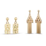 TWO PAIRS OF GOLD DROP EARRINGS