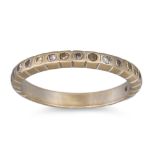 A DIAMOND ETERNITY RING, mounted in 18ct gold (stones deficient) size M - N