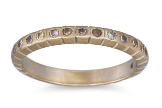 A DIAMOND ETERNITY RING, mounted in 18ct gold (stones deficient) size M - N