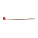 A RUBY SET TIE PIN, mounted in 9ct gold