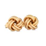 A PAIR OF KNOT EARRINGS, mounted in 9ct yellow gold, 1.9 g.