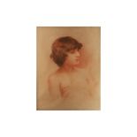 EDWARDIAN SCHOOL, ca 1910, portrait of a young woman Conté, ca 18 × 24”, signed & inscribed