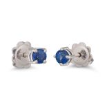 A PAIR OF SAPPHIRE STUD EARRINGS, the circular stones mounted in 18ct white gold. Estimated:
