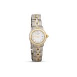 A LADY'S BI METAL RAYMOND WEIL WRISTWATCH, white face, Roman numerals, date