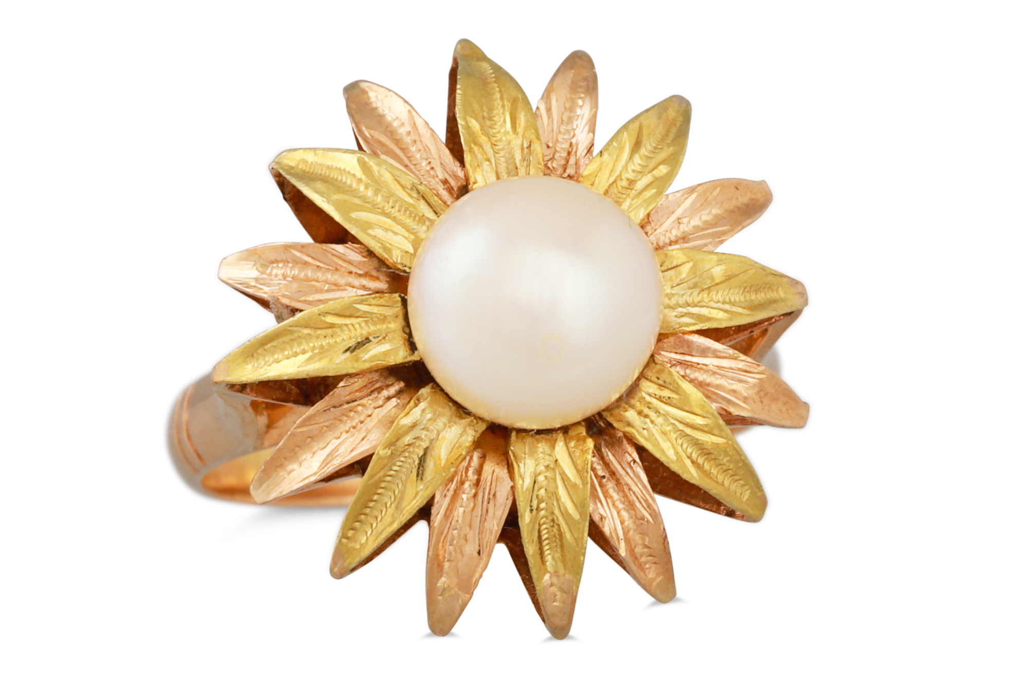 A MABE PEARL RING, mounted in yellow gold, together with a pearl set ring. Sizes: L and K-L - Image 2 of 3